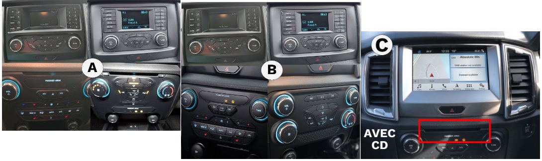Autoradios d'origine Ford Ranger/Everest depuis 2015 compatibles avec l’autoradio Android Yatour France (versions A, B, C)